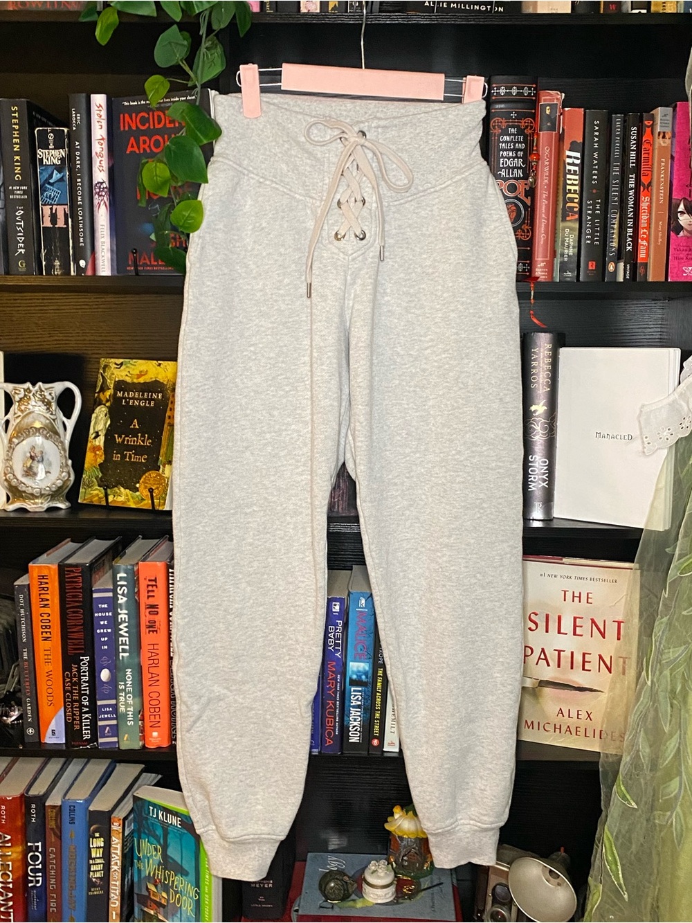 Y2K Victoria’s Secret Sexy High Waisted Gray Lace Up Drawstring Sweatpants